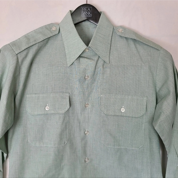 Class A Sage Army Green Dress Uniform Long Sleeve tuck in button Shirt sz 16x32 - Picture 2 of 8